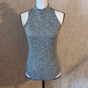 Heather Grey Mock Turtle Neck Bodysuit